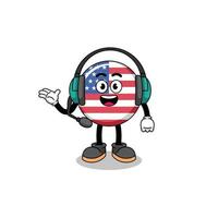 ilustração de mascote da bandeira dos estados unidos como um serviço ao cliente vetor