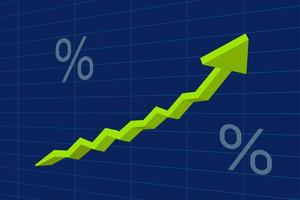 gráfico financeiro com gráfico de seta de linha de tendência de alta de cor verde 3d vetor