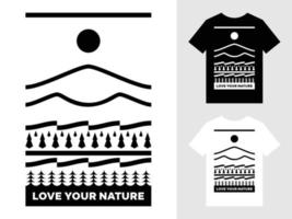 amo seu design de camiseta com logotipo de paisagem de montanha natural vetor