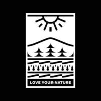 amo seu design de distintivo de logotipo de paisagem de montanha natural vetor