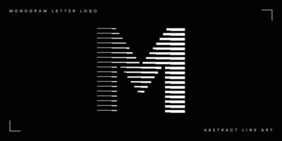 arte de linha abstrata letra m logotipo do monograma vetor