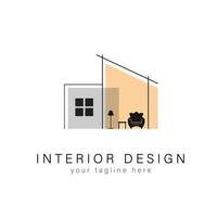 design simples de interiores de logotipo de móveis vetor