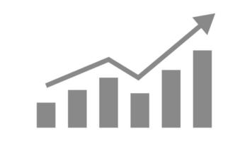 gráfico de barras com seta de tendência de alta isolada no fundo branco vetor