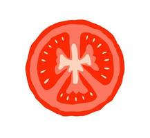 design de fatia de corte de tomate. símbolo de comida saudável. vetor de estilo simples.
