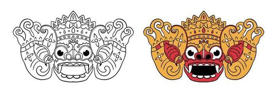 vetor de ilustração de design de arte barong. símbolo de personagem da lenda balinesa.