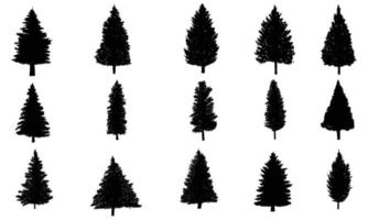 ilustração em vetor coleção de conjunto de silhueta de pinheiro