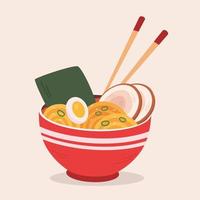 delicioso vetor de desenhos animados de macarrão ramen