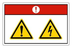 sinal de símbolo de perigo de choque elétrico de perigo no fundo branco vetor