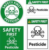 primeiro sinal de símbolo de pesticida de segurança no fundo branco vetor