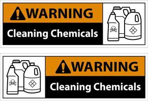 sinal de aviso de produtos químicos de limpeza no fundo branco vetor