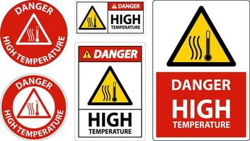 símbolo de alta temperatura de perigo e sinal de segurança de texto. vetor