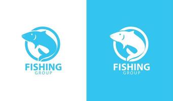 design simples de modelo de logotipo de grupo de pesca vetor