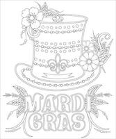 mardi gras páginas para colorir com flor vetor