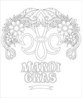 mardi gras páginas para colorir com flor vetor