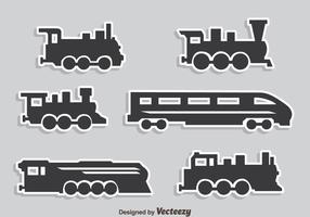 Vetor cinza de ícones de coleção de trem