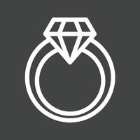 ícone invertido de linha de anel de diamante vetor