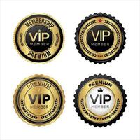 distintivo dourado de associação premium vip em fundo branco vetor