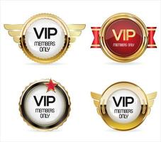 convites de design de ilustração para os emblemas dourados da festa vip vetor