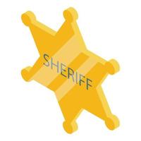 ícone de estrela dourada do xerife, estilo isométrico vetor