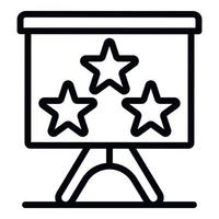três estrelas em um ícone de flipchart, estilo de estrutura de tópicos vetor