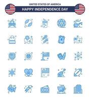 feliz dia da independência dos eua conjunto de pictogramas de 25 simples blues of pipe video unido play wine editável eua day vector design elements