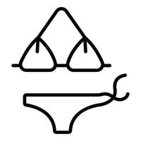 ícone de roupa de banho de praia de mulher, estilo de estrutura de tópicos vetor