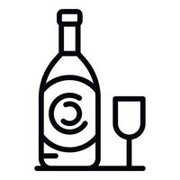 garrafa de vinho e um ícone de vidro, estilo de estrutura de tópicos vetor