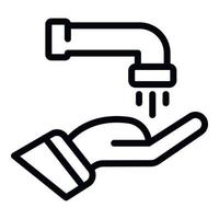 ícone de mão da torneira de água, estilo de estrutura de tópicos vetor