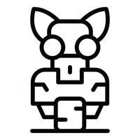 ícone do robô gato, estilo de estrutura de tópicos vetor