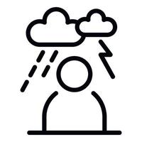 ícone do homem da depressão da tempestade, estilo do contorno vetor