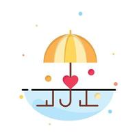 modelo de ícone de cor lisa abstrata de amor seguro guarda-chuva vetor