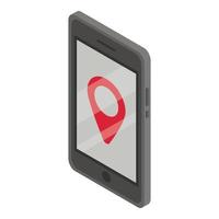 ícone de pin gps para smartphone, estilo isométrico vetor