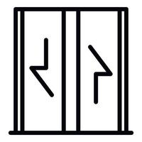 portas de elevador com ícone de setas, estilo de estrutura de tópicos vetor