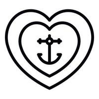 ícone de coração de âncora de tatuagem, estilo de estrutura de tópicos vetor
