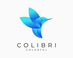 colibri mosca colorida beija-flor martim-pescador vibrante pássaro cor gradiente design de logotipo de vetor moderno