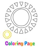 página para colorir com sol para crianças vetor