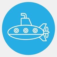 submarino de ícone. elementos de transporte. ícones no estilo azul. bom para impressões, cartazes, logotipo, sinal, propaganda, etc. vetor