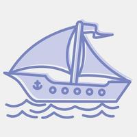 navio de vela de ícone. elementos de transporte. ícones em estilo de dois tons. bom para impressões, cartazes, logotipo, sinal, propaganda, etc. vetor