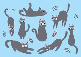 conjunto de vetores de gato fofo desenhado à mão