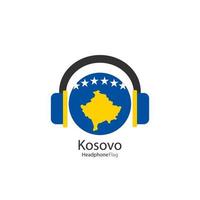 vetor de bandeira de fone de ouvido Kosovo em fundo branco.
