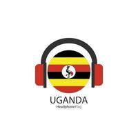 vetor de bandeira de fone de ouvido de Uganda em fundo branco.