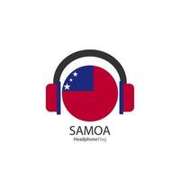 vetor de bandeira de fone de ouvido Samoa em fundo branco.