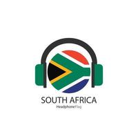 vetor de bandeira de fone de ouvido da áfrica do sul em fundo branco.