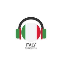 vetor de bandeira de fone de ouvido Itália sobre fundo branco.