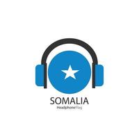 vetor de bandeira de fone de ouvido Somália em fundo branco.