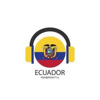 vetor da bandeira do fone de ouvido do equador no fundo branco.