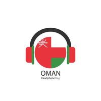 vetor de bandeira de fone de ouvido de Omã em fundo branco.