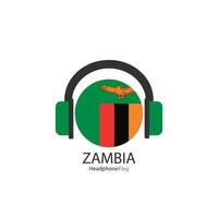 vetor de bandeira de fone de ouvido Zâmbia em fundo branco.