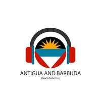 vetor de bandeira de fone de ouvido de Antígua e Barbuda em fundo branco.