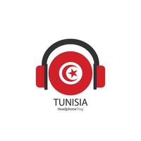 vetor de bandeira de fone de ouvido Tunísia em fundo branco.